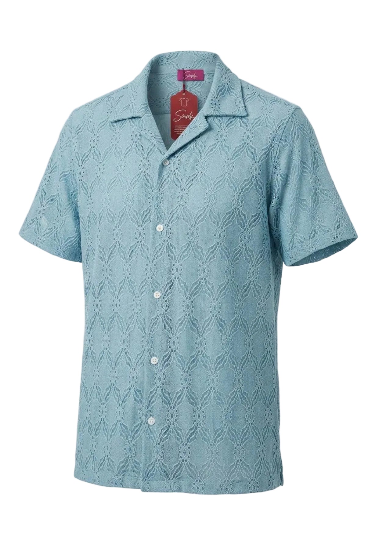 Open Weave Shirt — Sky Blue Eyelet