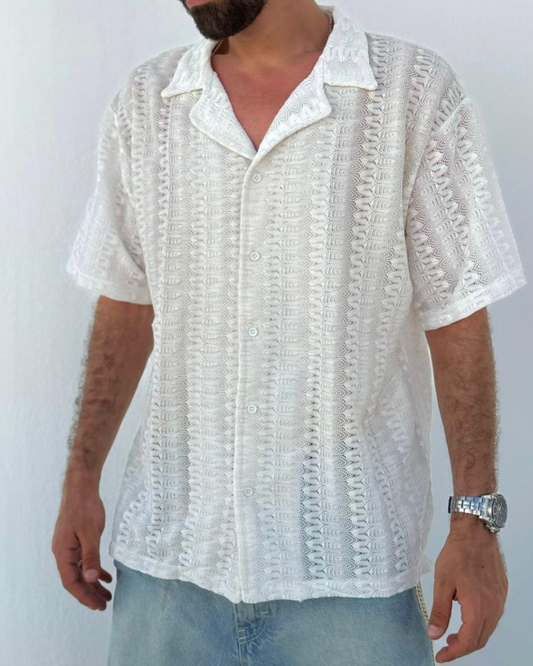 Open Weave Shirt — White Lace