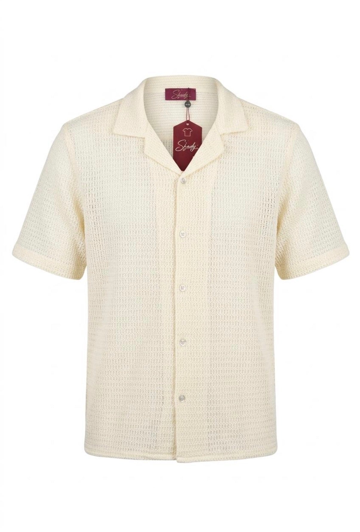 Open Weave Shirt — Cream Crochet