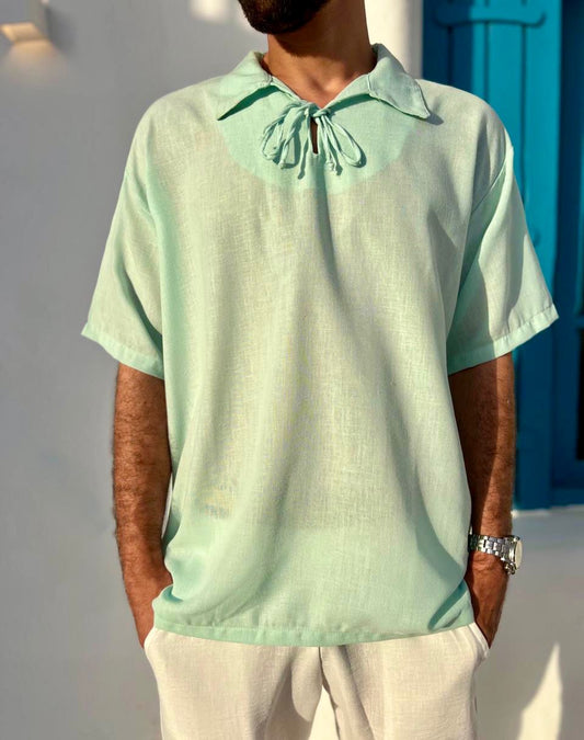 Riviera Tie-Neck Shirt — Mint