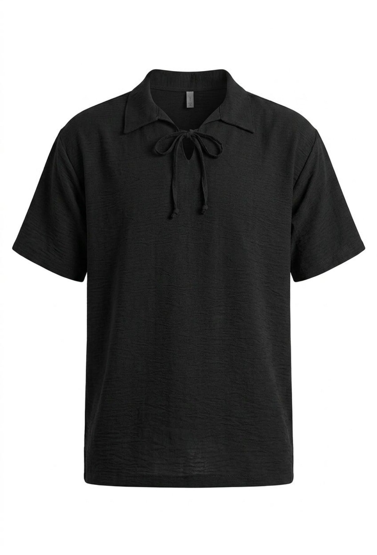 Riviera Tie-Neck Shirt — Black