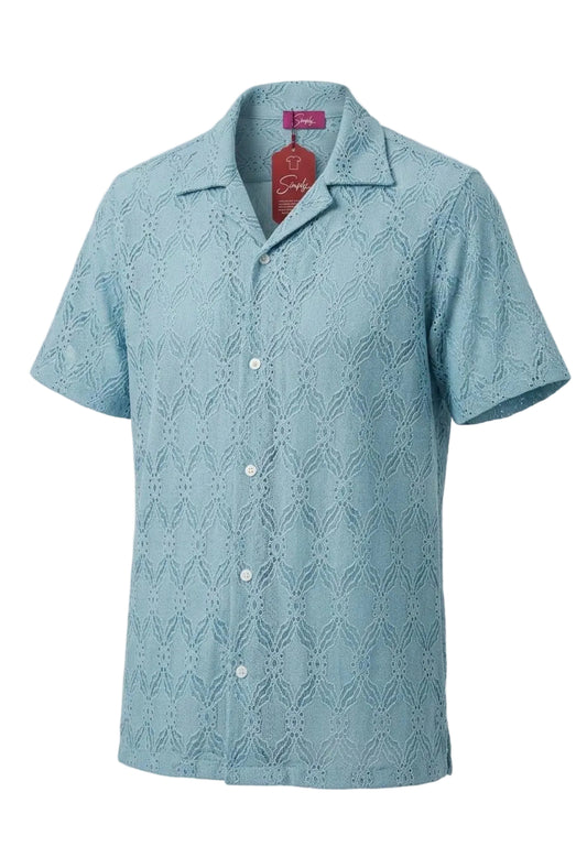 Open Weave Shirt — Sky Blue Eyelet