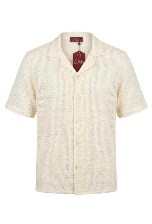 Open Weave Shirt — Cream Crochet