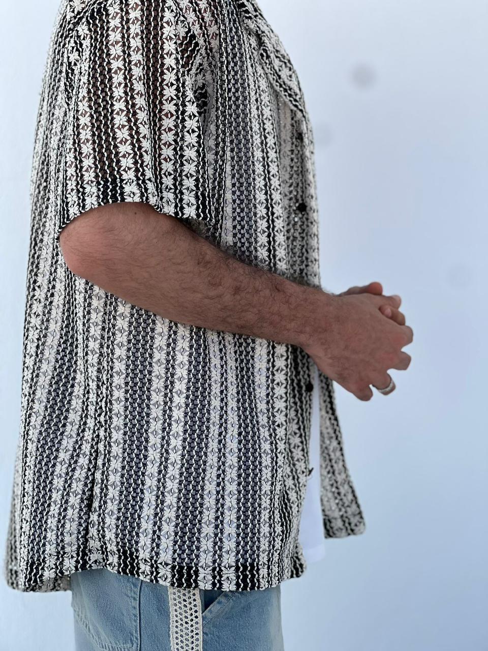 Texture Club Shirt — Black & White Woven