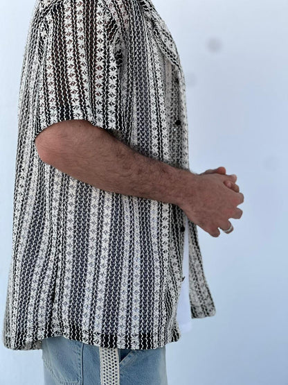 Texture Club Shirt — Black & White Woven