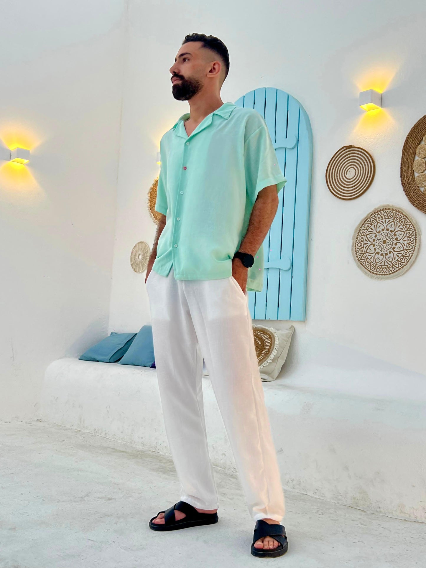 Linen Camp Shirt — Mint