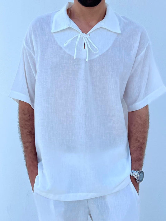 Riviera Tie-Neck Shirt — White