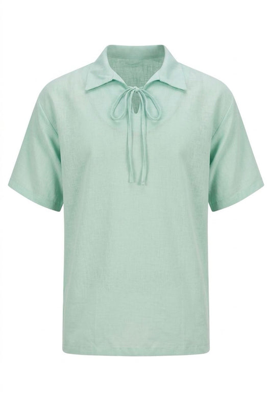Riviera Tie-Neck Shirt — Mint